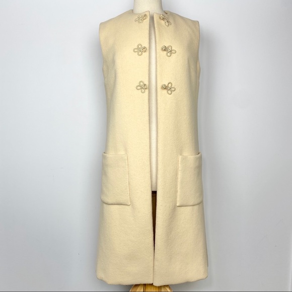 Vtg 60s cream longline vest with vibrant lining - Picture 3 of 8